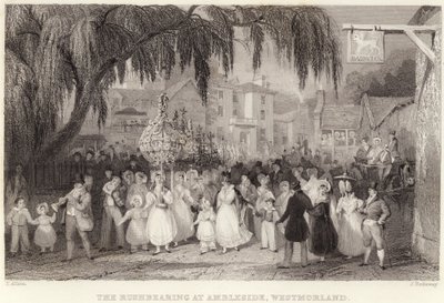 La Fiesta de las Cruces en Ambleside, Westmorland (grabado) de Thomas (after) Allom