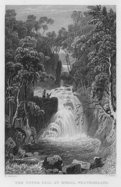 La cascada superior en Rydal, Westmorland de Thomas (after) Allom