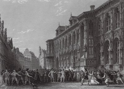Ayuntamiento de Gante (grabado) de Thomas (after) Allom