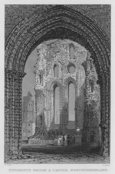 Priorato y Castillo de Tynemouth, Northumberland de Thomas (after) Allom