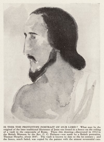 Retrato de Jesucristo de las Catacumbas de Roma (lito) de Thomas (after) Heaphy