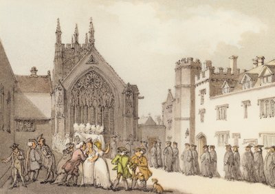 Merton College and Chapel, del primer cuadrilátero (litografia en color) de Thomas (after) Rowlandson