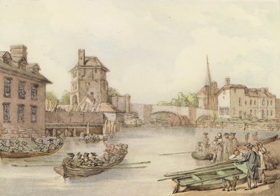 Vista norte del estudio de Friar Bacon en Oxford (litografia en color) de Thomas (after) Rowlandson