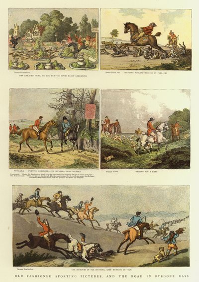 Imágenes Deportivas Antiguas y el Camino en Días Pasados de Thomas (after) Rowlandson