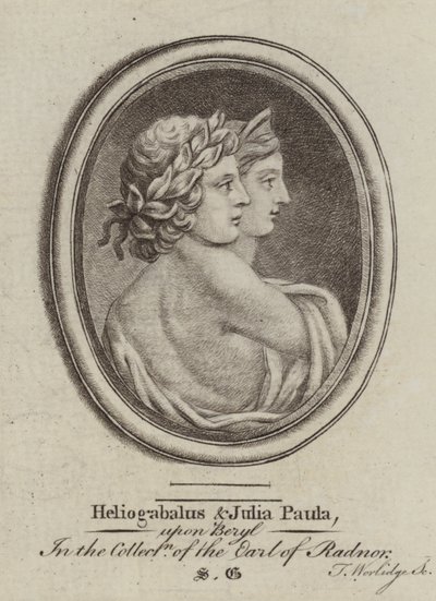 Heliogábalo, Emperador Romano, y Emperatriz Julia Paula de Thomas (after) Worlidge
