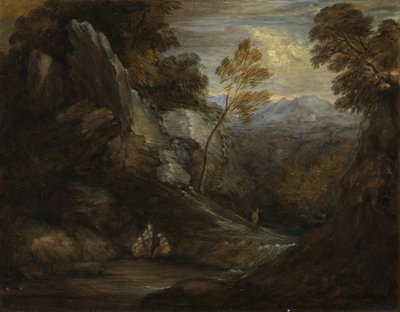 Paisaje imaginario, c1880-1920 (óleo sobre papel y lienzo) de Thomas (follower of) Gainsborough