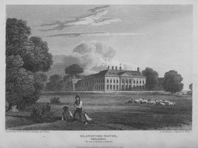 Casa Blandford, Oxfordshire, residencia de los duques de Beaufort de Thomas A. Woolnoth