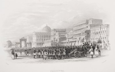Calcuta, la Explanada, grabado por E. Radclyffe, de 