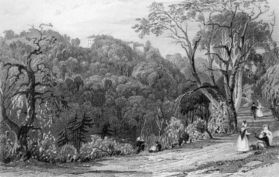 Castillo Eden Hall, Durham, 1833 de Thomas Allom