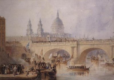 Desembarco del alcalde en el puente de Blackfriars, c.1830 de Thomas Allom