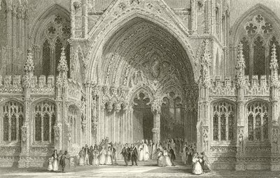 Entrada a la Catedral de Lincoln de Thomas Allom