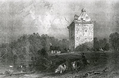 Gilnockie - o la Torre de Johnny Armstrong (Dumfries-shire), grabado por Henry Adlard, 1937 de Thomas Allom