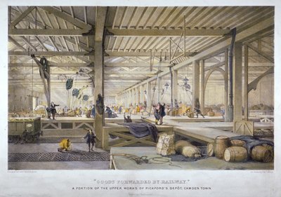 Mercancías transportadas por ferrocarril, siglo XIX de Thomas Allom