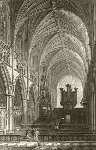 Interior de la Catedral de Exeter de Thomas Allom