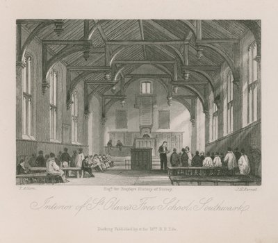 Interior de la Escuela Libre de St Olave de Thomas Allom