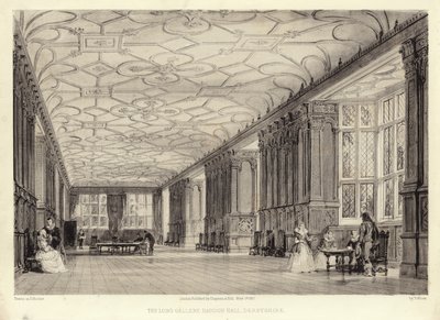 La Galería Larga, Haddon Hall, Derbyshire de Thomas Allom