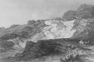Las ruinas de Hierápolis, ahora llamada Pambouk Kaleh, en el camino de Laodicea de Thomas Allom