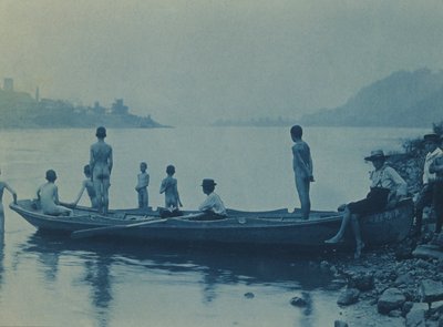 Chicos con una barca, río Ohio, cerca de Wheeling, Virginia Occidental de Thomas Anshutz