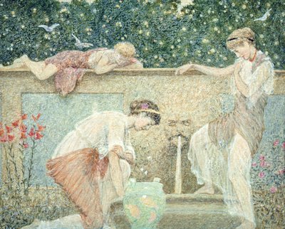 La fuente. Uno de tres bocetos para la decoración de Bank Hall, cerca de Chapel-on-le-Frith, Derbyshire de Thomas Armstrong