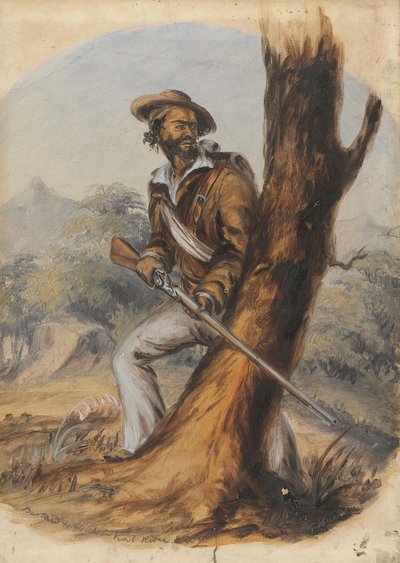 Barton Hottentot Kat River Levy (lápiz y óleo sobre papel) de Thomas Baines
