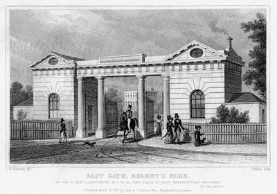 Puerta Este, Regents Park, Londres, 1827 de Thomas Barber