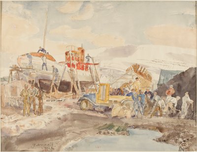 Cargando carbón, Muelle Norte, Akureyri, Islandia de Thomas Barclay Hennell
