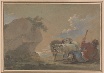 Paisaje con pastor y ovejas de Thomas Barker