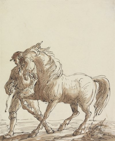 Hombre guiando un caballo de Thomas Barker