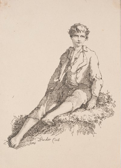 Especímenes de Poliautografía: Niño sentado en un banco de hierba, 1803 de Thomas Barker