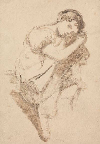 Estudio de una joven apoyando la cabeza en la rodilla de Thomas Barker