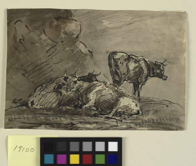 Tres vacas en un acantilado de Thomas Barker