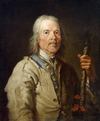 Hombre sosteniendo un bastón de Thomas Barker of Bath