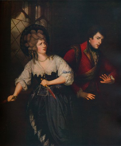 Mrs. Siddons y J. P. Kemble en la escena del puñal de Macbeth, 1786 de Thomas Beach