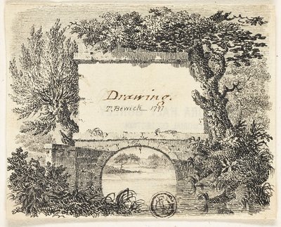 Viñeta con árboles de puente de Thomas Bewick