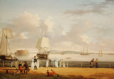 La batería y el puerto, Nueva York, c.1811-1812 de Thomas Birch