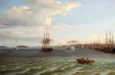 Vista de Filadelfia, mirando al sur en el río Delaware de Thomas Birch
