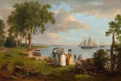 Vista del Delaware cerca de Filadelfia de Thomas Birch