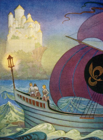 El caballero Perceval se acerca a Camelot por mar de Thomas Blakeley Mackenzie