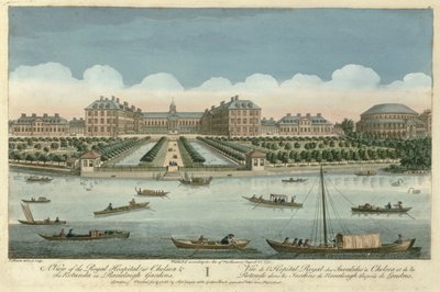 Vista del Hospital Real en Chelsea y la Rotonda en los Jardines de Ranelaigh, pub. por Robert Sayer, 1751 de Thomas Bowles
