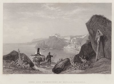 Roca y Promontorio de Escila, Calabria, Italia (grabado) de Thomas Brabazon Aylmer