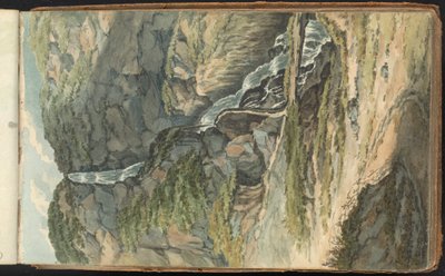 Álbum de estudios de paisajes y figuras. Una cascada de Thomas Bradshaw
