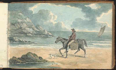 Álbum de estudios de paisajes y figuras: Hombre a caballo en la playa de Thomas Bradshaw