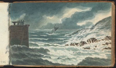 Álbum de estudios de paisajes y figuras: Tormenta en el mar de Thomas Bradshaw
