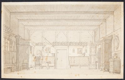 Una casa de campesinos. Boceto decorativo para "La boda de Peter" de Schulz y Thaarup de Thomas Bruun