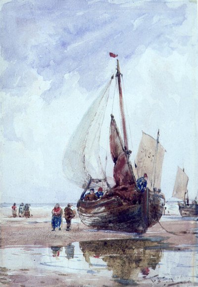 Un barco pesquero varado de Thomas Bush Hardy