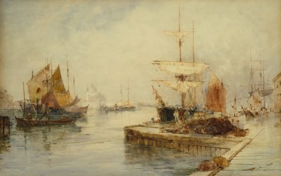 Entrada a Giudecca Venice, c.1870 (lápiz y acuarela) de Thomas Bush Hardy