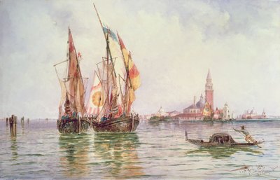 Barcos de pesca cerca de San Giorgio Maggiore, Venecia de Thomas Bush Hardy