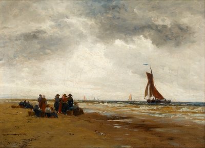 Esperando el regreso de los barcos de pesca, Holanda de Thomas Bush Hardy