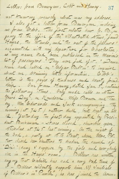 Diarios de Thomas Butler Gunn - Volumen 15, página 44, 6 de enero de 1861 de Thomas Butler Gunn