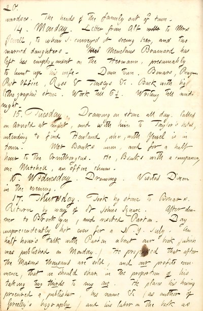 Diarios de Thomas Butler Gunn - Volumen 8, página 27, 13-17 de julio de 1856 de Thomas Butler Gunn